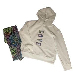 SHEIN Leopard Print Leggings and Matching Hoodie - Girls Size 11